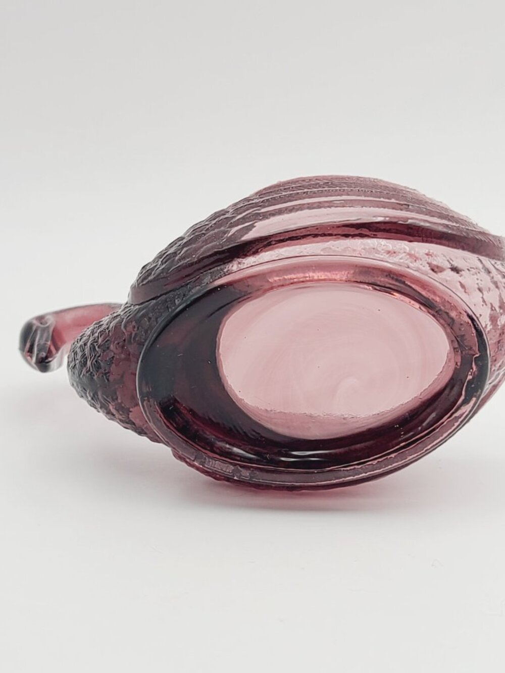 LG Wright Glass Vintage MCM Amethyst Swan Standard Open Salt Cellar 3.75" Long - Picture 7 of 8